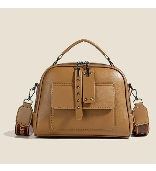 Luxury Design Genuine Soft Leather Handbag(মিষ্টি ব্রাউন কালার) - Image 2