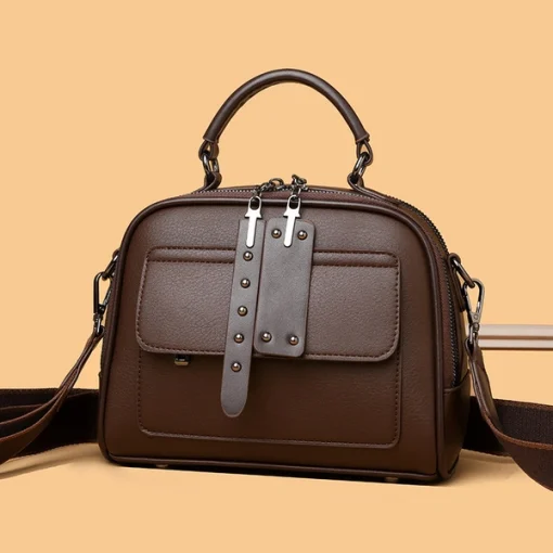Luxury Design Genuine Soft Leather Handbag(Coffee Colour)