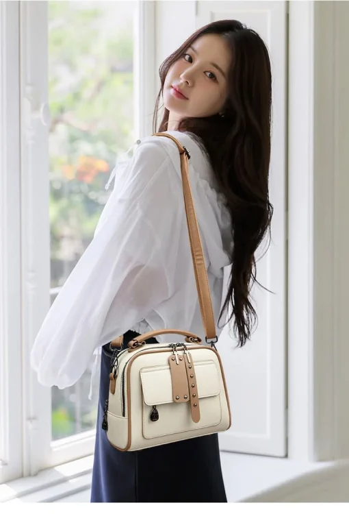 Luxury Design Genuine Soft Leather Handbag(Off White Colour) - Image 2