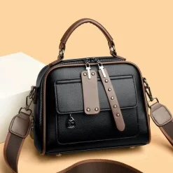Luxury Design Genuine Soft Leather Handbag(Black Colour)