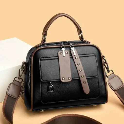 Luxury Design Genuine Soft Leather Handbag(Black Colour)