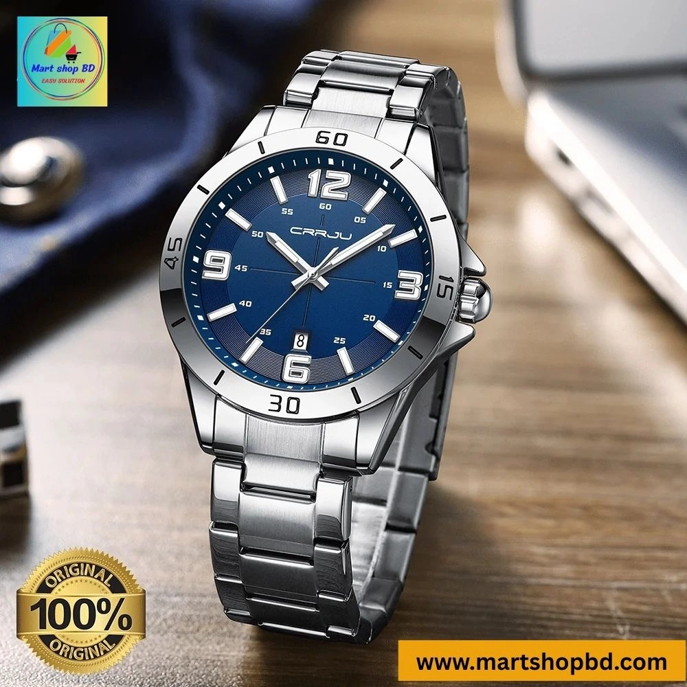 CRRJU 5003 Man’s Premium Waterproof Watch-Silver Blue