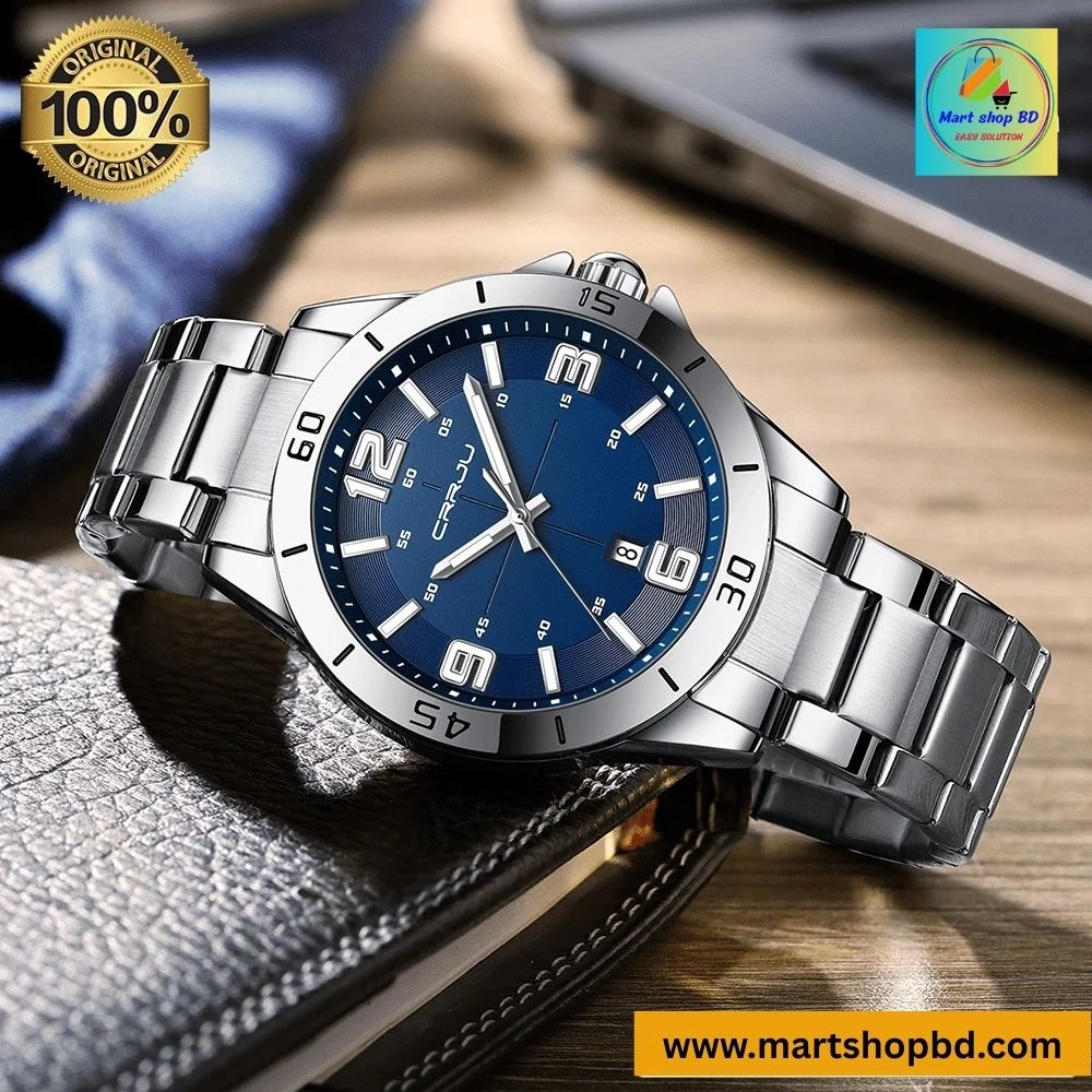 CRRJU 5003 Man’s Premium Waterproof Watch-Silver Blue - Image 2