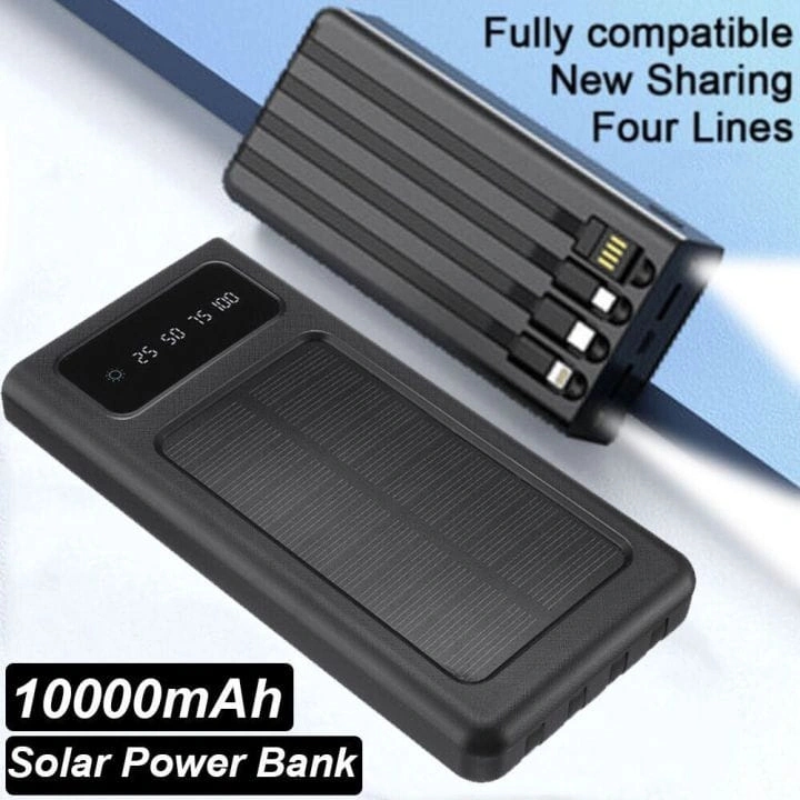 Regrsi 10000mAh Solar Energy power bank with charging cable - Image 4