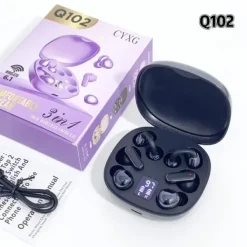 Q102 wireless Earbuds 3in1(এক বক্সেই ৩জোড়া ৬টি Earbuds)